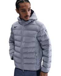 Nike - Solid Patterned Zipped Pocket Hooded Woven Cuff Puffer Jacket - Lyst