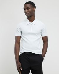 River Island - Polo Shirt Muscle Fit Ribbed Short Sleeve Cotton - Lyst