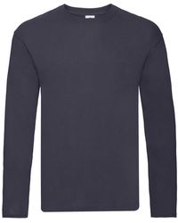 Fruit Of The Loom - R T-shirt Met Lange Mouwen (deep Navy) - Lyst