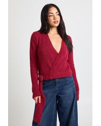 Boohoo - Soft Knit Wrap Detail Metal Trim Cardigan - Lyst