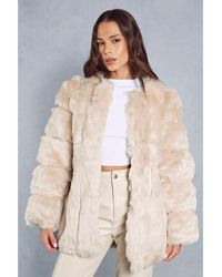 MissPap - Oversized Luxe Panelled Faux Fur Coat - Lyst