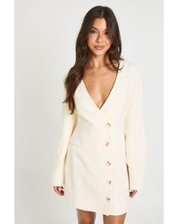Boohoo - Barrel Sleeve Linen Look Blazer Dress - Lyst