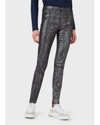 Emporio Armani - Coated Denim Skinny Jeans - Lyst