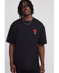 BoohooMAN - Tall Oversized Cross Embroidery T-Shirt - Lyst