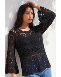 Roman - Petite Crochet Flare Sleeve Top - Lyst
