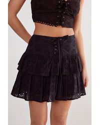 Nasty Gal - Broderie Lace Up Tiered Mini Skirt - Lyst