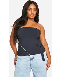 Boohoo - Plus Bandeau Zip Side Top - Lyst