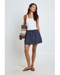 Boohoo - Tall Cotton Poplin Button Front Mini Skirt - Lyst