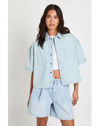 Boohoo - Oversized Short Sleeve Denim Shirt - Lyst