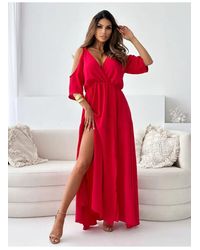 Everyday the Label - Maxi-jurk Met Gebonden Schouders En Split - Lyst
