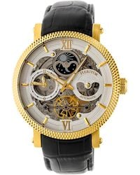 Heritor - Aries Skeleton Leather-Band Watch - Lyst