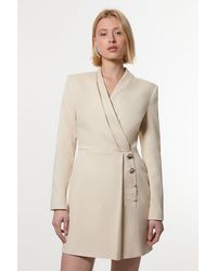 Karen Millen - Soft Structured Tailored Wrap Blazer Dress - Lyst