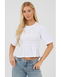 Brave Soul - 3/4 Sleeve Ruched Bodice T-Shirt - Lyst