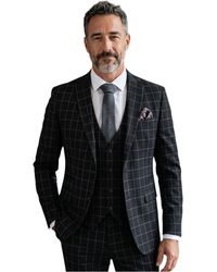 TruClothing - Blackmens Checked 3 Piece Tailored Fit Formal Work Suit - Lyst