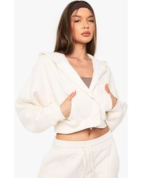 Boohoo - Boxy Balloon Sleeve Oversized Zip Through Hoodie - Lyst