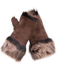 Infinity Leather - Shearling Mittens Fingerless Cuffs Toscana Suede Sheepskin Fur - Lyst