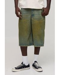 BoohooMAN - Longline Tinted Denim Jorts - Lyst