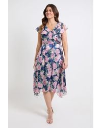 Wallis - Floral Burn Out Ruffle Midi Dress - Lyst