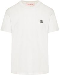 Valentino - Small Vlogo Patch Embroidered T-Shirt - Lyst