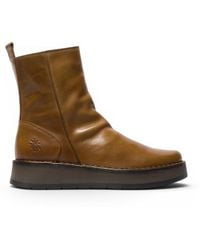 Fly London - Leather Zip Up Platform Ankle Boots - Lyst