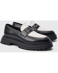 BoohooMAN - Pu Slip On Contrast Chunky Loafer - Lyst