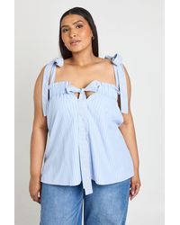 Boohoo - Plus Stripe Tie Shoulder Smock Top - Lyst