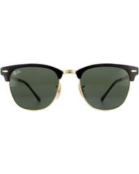 Ray-Ban - Zonnebril Clubmaster Metal Rb3716 187 Gouden Bovenkant Op Zwart Groen - Lyst