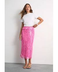 Warehouse - Fringe Cut Out Sequin Tiered Midi Skirt - Lyst