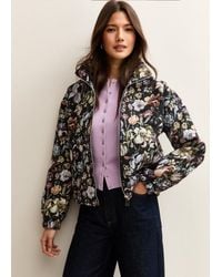 Gini London - Floral Jacquard Funnel Collar Bomber Jacket - Lyst