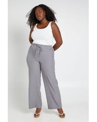 Boohoo - Plus Drawcord Wide Leg Tailored Trouser - Lyst