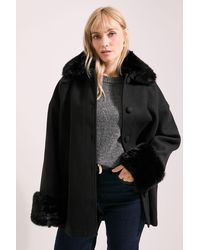 PRINCIPLES - Fur Trim Barn Coat - Lyst