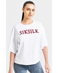 SIKSILK - Dames Sparkle Boxy Cropped T-shirt In Wit - Lyst