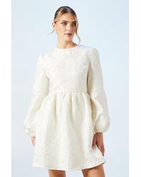 Oasis - Bridal Blouson Sleeve Jacquard Mini Dress - Lyst