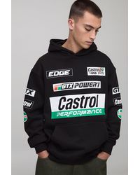 BoohooMAN - Oversized Castrol Racing Moto License Printed Hoodie - Lyst