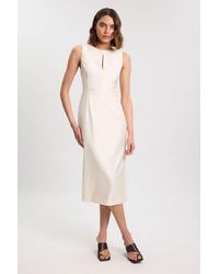 Karen Millen - Tailored Satin Keyhole Cut Out Midi Dress - Lyst