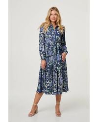 Izabel London - Floral Tie Waist Tiered Midi Dress - Lyst