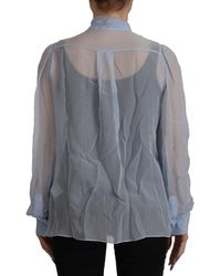 Dolce & Gabbana - Zijden Ascot Kraag Lange Mouwen Top - Lyst