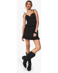 Boohoo - Ruffle Hem Poplin Mini Skirt - Lyst