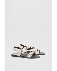 Wallis - Sheska Faux Leather Buckle Detail Asymmetrical Flat Sandals - Lyst
