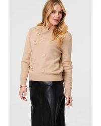 Izabel London - Floral Textured Detail Relaxed Jumper - Lyst
