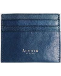Assots London - 'fann' Ensign Blue Vintage Leather Compact Rfid Credit Card Holder - Lyst