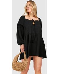 Boohoo - Plus Textured Tiered Smock Dress - Lyst