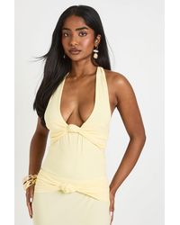 Boohoo - Double Layer Slinky Knot Detail Halterneck Top - Lyst