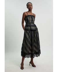 Karen Millen - Textured Organza Mix Full Skirt - Lyst