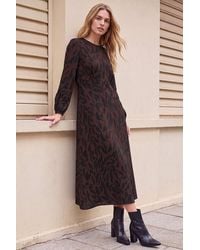 Roman - Animal Print A-Line Midi Dress - Lyst