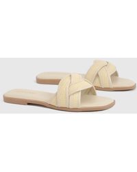 Boohoo - Raffia Contrast Crossover Detail Sliders - Lyst