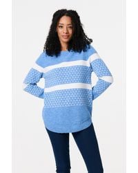 Izabel London - Stripe Print Relaxed Curve Hem Jumper - Lyst