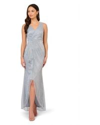 Adrianna Papell - Metallic Mesh Cascade Gown - Lyst