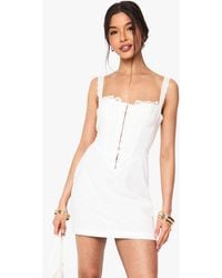 Boohoo - Broderie Structured Corset Detail Mini Dress - Lyst