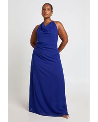 Boohoo - Plus High Cowl Open Back Bead Detail Maxi Dress - Lyst